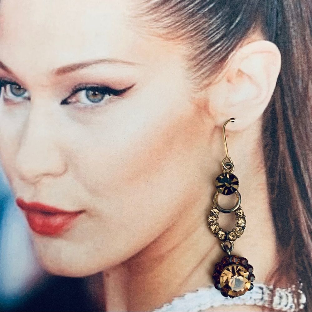 Chocolate Rhinestone Vintage Style Drop Earrings